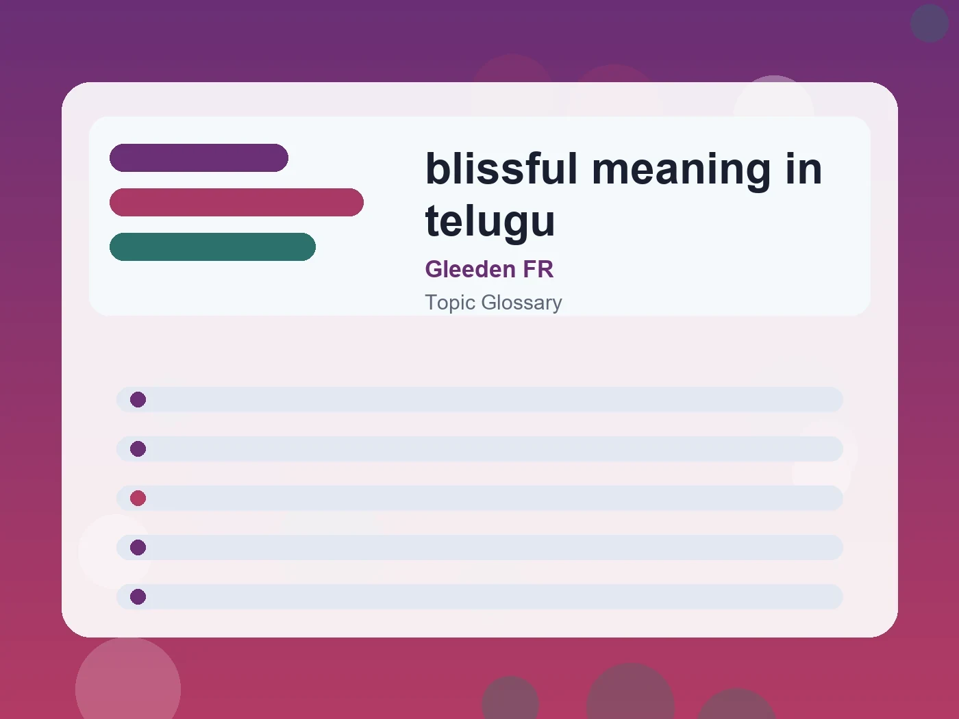 Gleeden FR blissful meaning in telugu guide visual